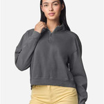 Women's Garment-Dyed Mid-Length Quarter-Zip Sweatshirt