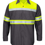 Hi-Visibility Colorblock Ripstop Long Sleeve Work Shirt - TALL