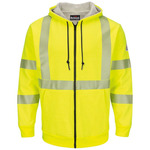 Men's Hi-Visibility Zip-Front Hooded Fleece Sweatshirt with Waffle Lining