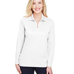 CrownLux Performance® Ladies' Plaited Long Sleeve Polo